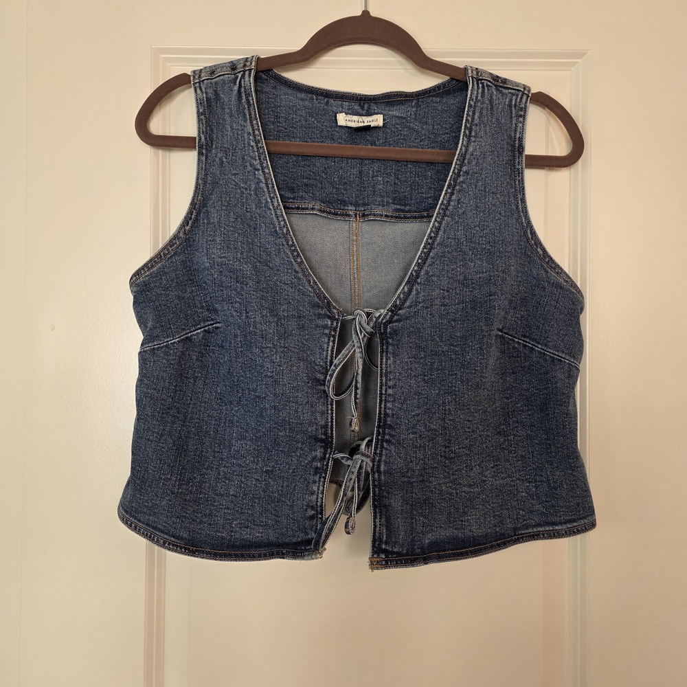 Blue Denim Tie-Front Vest